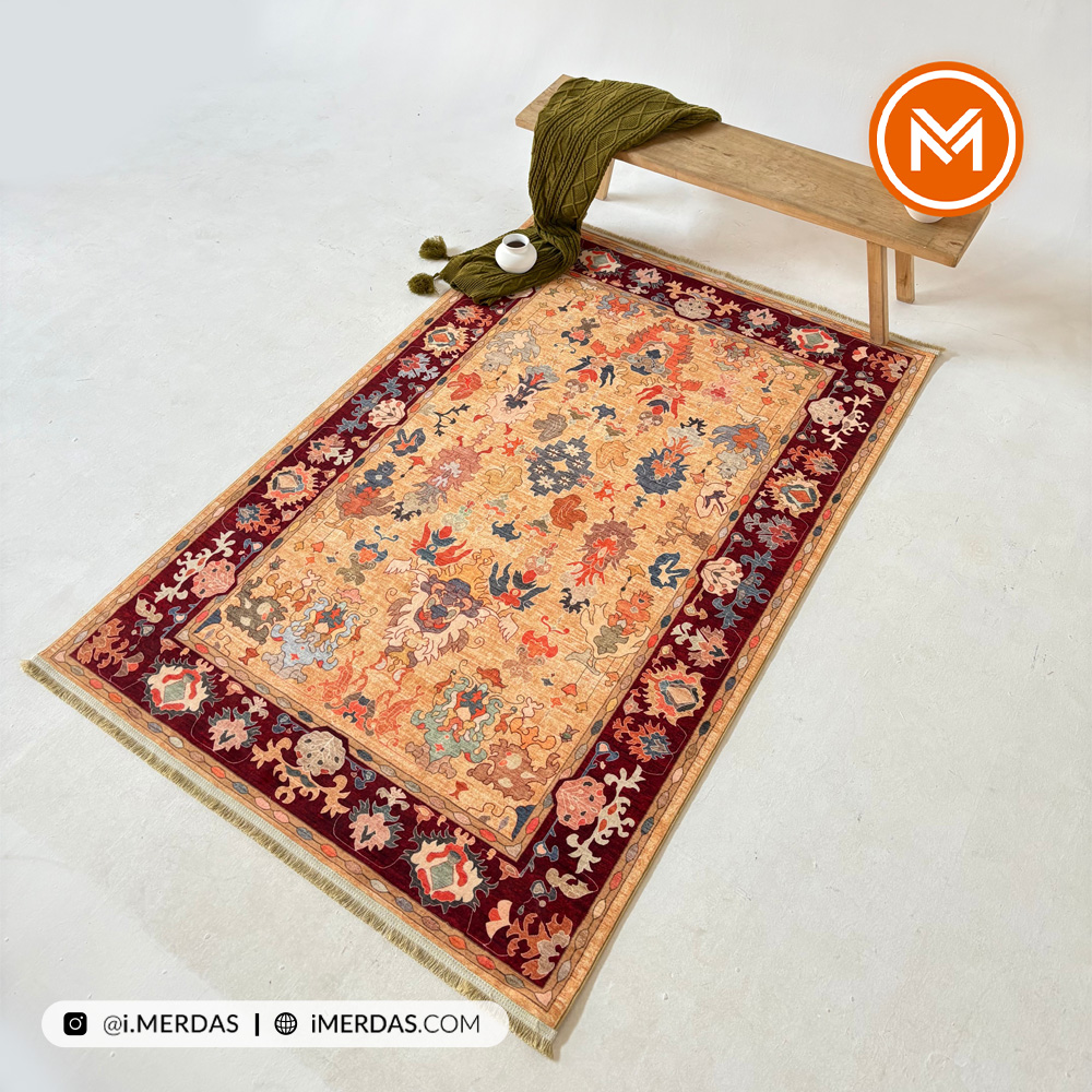 فرش کهنه نما کد 20856 زمینه تمام رنگ